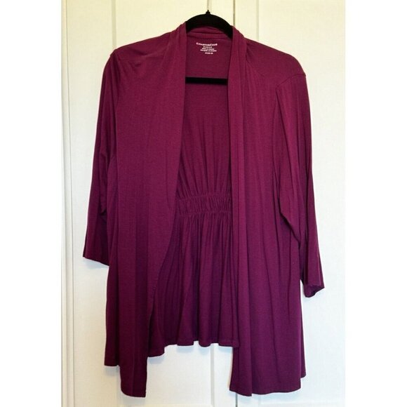 Charter Club Sweaters - Charter Club Women’s Purple Open Front Jersey Knit Cardigan Light Weight Size 1X
